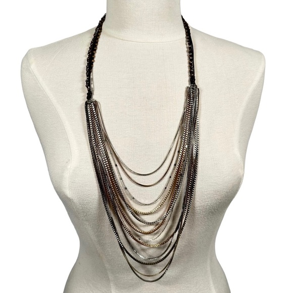 Mixed 12-Strand Metal Snake Coil Layered Necklace - Picture 2 of 7